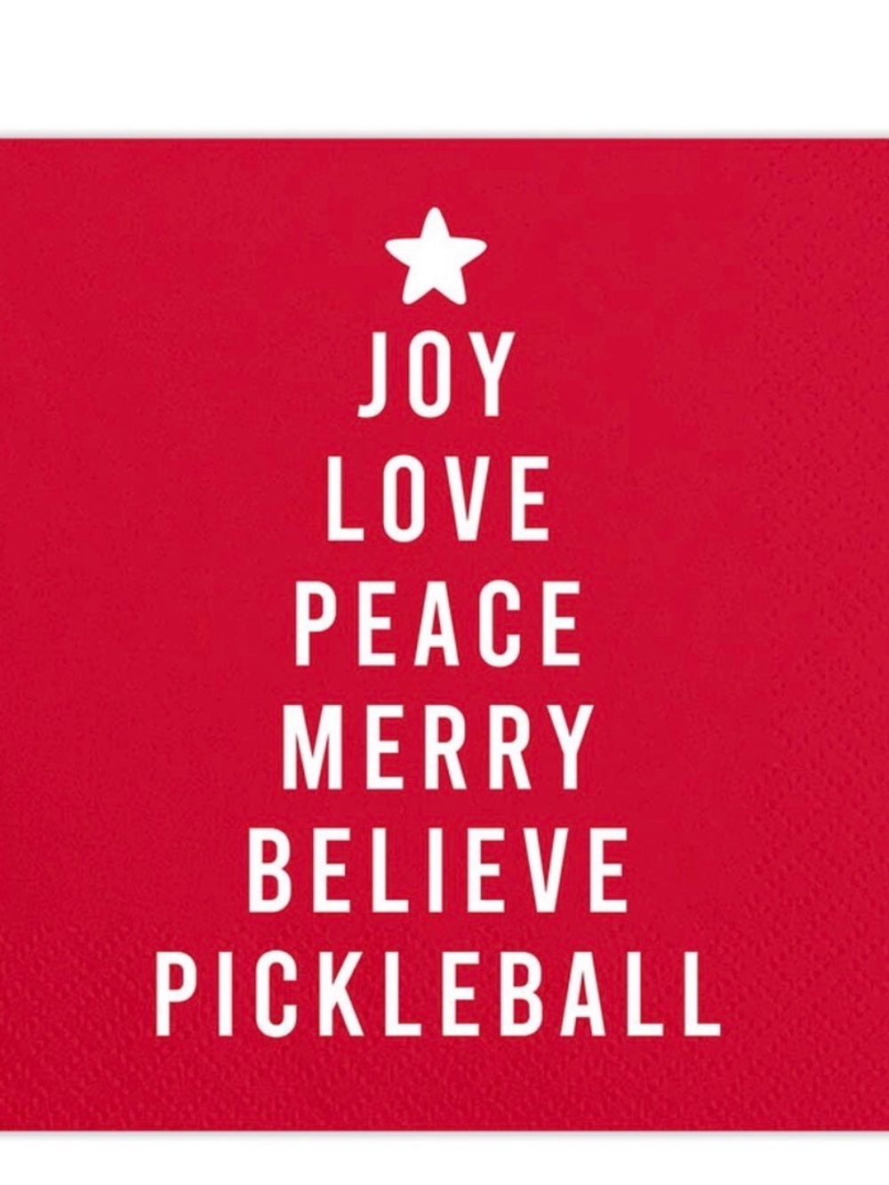 Set of 20 Pickleball Holiday paper cocktail napkins - Red